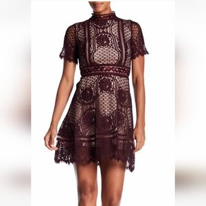 BB Dakota Aria Lace A-Line Dress Fig bohemian preppy cocktail dress size 4 NWT